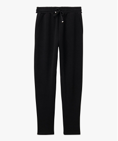 pantalon de jogging femme avec bandes contrastantes sur les cotes noirJ761701_4