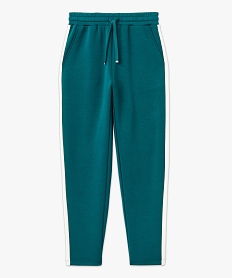 pantalon de jogging femme avec bandes contrastantes sur les cotes vertJ761801_4
