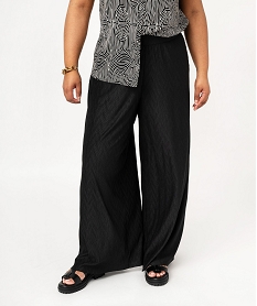 pantalon large en maille gaufree femme grande taille noirJ762301_1