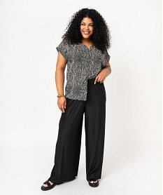 pantalon large en maille gaufree femme grande taille noirJ762301_4