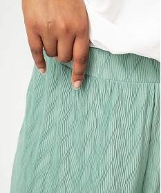 pantalon large en maille gaufree femme grande taille vert pantalons largesJ762401_2