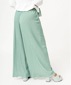 pantalon large en maille gaufree femme grande taille vert pantalons largesJ762401_3