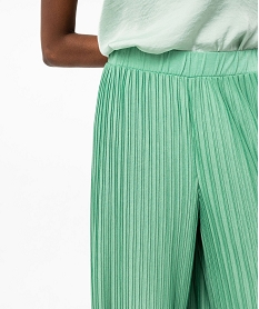 pantalon large en maille plissee femme vert pantalonsJ762601_2
