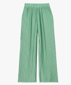 pantalon large en maille plissee femme vert pantalonsJ762601_4