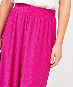 pantalon large en maille stretch texturee femme rose pantalonsJ762701_2