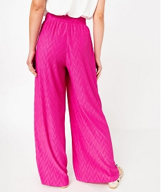 pantalon large en maille stretch texturee femme rose pantalonsJ762701_3