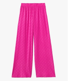 pantalon large en maille stretch texturee femme rose pantalonsJ762701_4