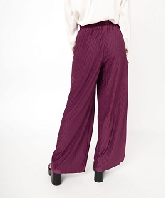 pantalon large en maille stretch texturee femme violetJ762801_3