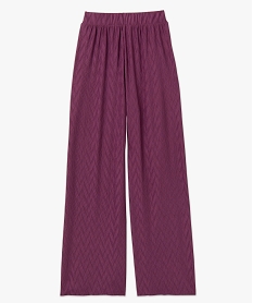 pantalon large en maille stretch texturee femme violetJ762801_4