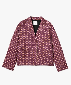 veste matelassee en viscose imprimee femme violet manteauxJ764001_4