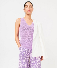 GEMO Débardeur sans manches en crochet femme Violet