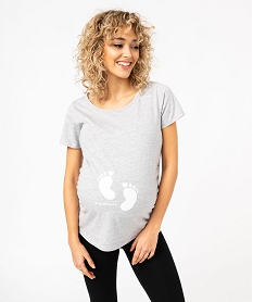 tee-shirt de grossesse imprime a manches courtes grisJ774701_1