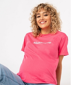 tee-shirt de grossesse compatible allaitement avec motif rose t-shirts manches courtesJ774801_1