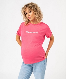 tee-shirt de grossesse compatible allaitement avec motif rose t-shirts manches courtesJ774801_2