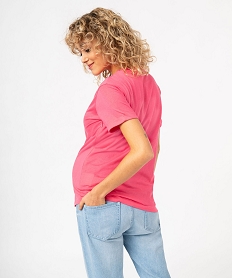 tee-shirt de grossesse compatible allaitement avec motif rose t-shirts manches courtesJ774801_3
