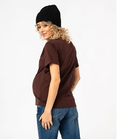 tee-shirt de grossesse compatible allaitement avec motif brun t-shirts manches courtesJ774901_3