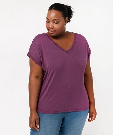 tee-shirt a manches courtes a col v femme grande taille violetJ775201_1