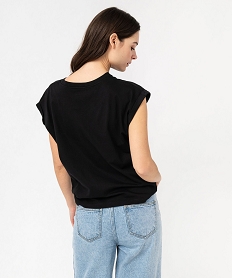 tee-shirt a manches ultra courtes imprime femme - nirvana noirJ775301_3