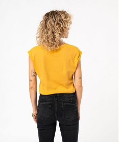 tee-shirt manches courtes imprime coupe loose femme jauneJ775601_3