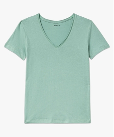 tee-shirt a manches courtes avec col v roulotte femme vert t-shirts manches courtesJ777001_4
