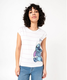 tee-shirt a manches courtes motif stitch femme - disney blancJ777201_2