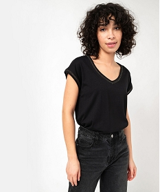 tee-shirt a manches courtes avec finitions scintillantes femme noirJ777501_1