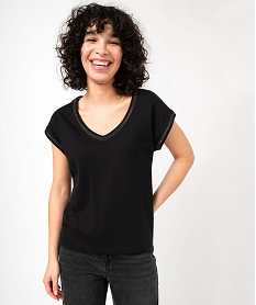 tee-shirt a manches courtes avec finitions scintillantes femme noir t-shirts manches courtesJ777501_2