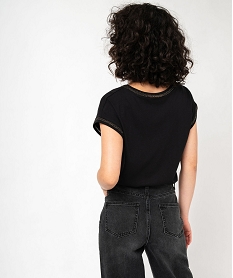 tee-shirt a manches courtes avec finitions scintillantes femme noir t-shirts manches courtesJ777501_3