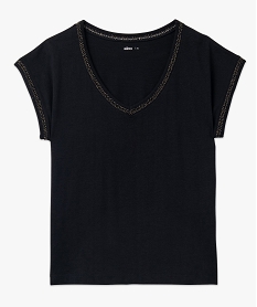tee-shirt a manches courtes avec finitions scintillantes femme noir t-shirts manches courtesJ777501_4