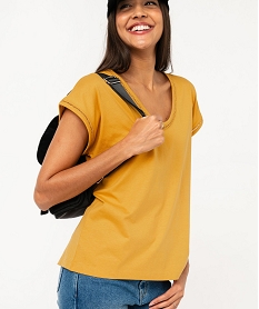 tee-shirt a manches courtes avec finitions scintillantes femme jauneJ777701_1