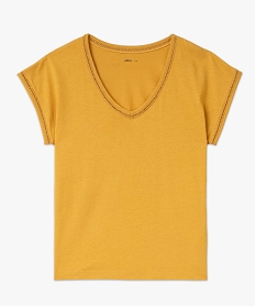 tee-shirt a manches courtes avec finitions scintillantes femme jauneJ777701_4
