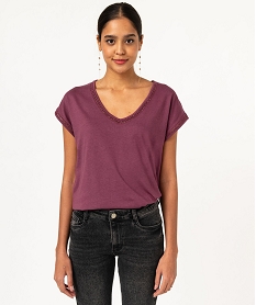 tee-shirt a manches courtes avec finitions scintillantes femme violet t-shirts manches courtesJ777801_1