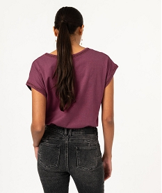 tee-shirt a manches courtes avec finitions scintillantes femme violet t-shirts manches courtesJ777801_3