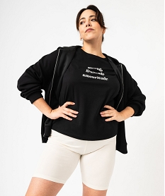 GEMO Tee-shirt à manches courtes avec message femme grande taille Noir