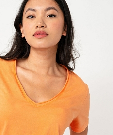 tee-shirt a manches courtes avec col v roulotte femme orange t-shirts manches courtesJ778901_2