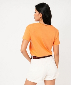 tee-shirt a manches courtes avec col v roulotte femme orange t-shirts manches courtesJ778901_3