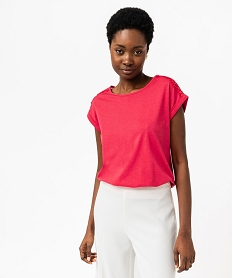tee-shirt a manches courtes avec epaules en dentelle femme rose t-shirts manches courtesJ779601_2