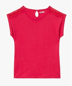 tee-shirt a manches courtes avec epaules en dentelle femme rose t-shirts manches courtesJ779601_4