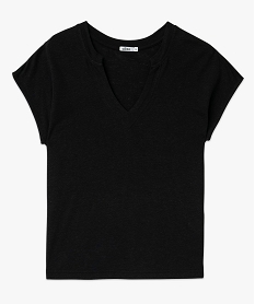tee-shirt a manches courtes en lin femme noir t-shirts manches courtesJ780601_4