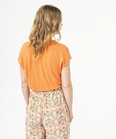 tee-shirt a manches courtes en lin femme orange t-shirts manches courtesJ780801_3