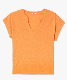 tee-shirt a manches courtes en lin femme orangeJ780801_4