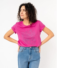 tee-shirt a manches courtes avec motif boheme femme rose t-shirts manches courtesJ781501_1