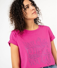 tee-shirt a manches courtes avec motif boheme femme rose t-shirts manches courtesJ781501_2