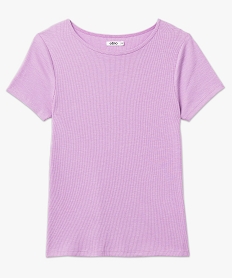 tee-shirt manches courtes en maille cotelee femme violetJ781801_4