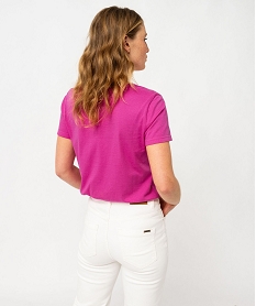tee-shirt a manches courtes avec col v roulotte femme rose t-shirts manches courtesJ781901_3