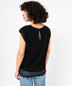 tee-shirt sans manches multimatiere a dentelle femme noir t-shirts manches courtesJ782101_3