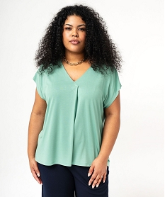 tee-shirt a manches courtes a double col v femme grande taille vert t-shirts manches courtesJ782401_4
