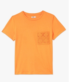 tee-shirt manches courtes en modal a poche crochetee femme orangeJ782701_4