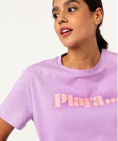tee-shirt manches courtes a message femme violetJ782901_1
