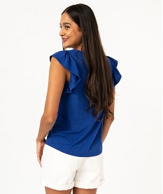 tee-shirt manches courtes volantes a paillettes femme bleu t-shirts manches courtesJ783301_3